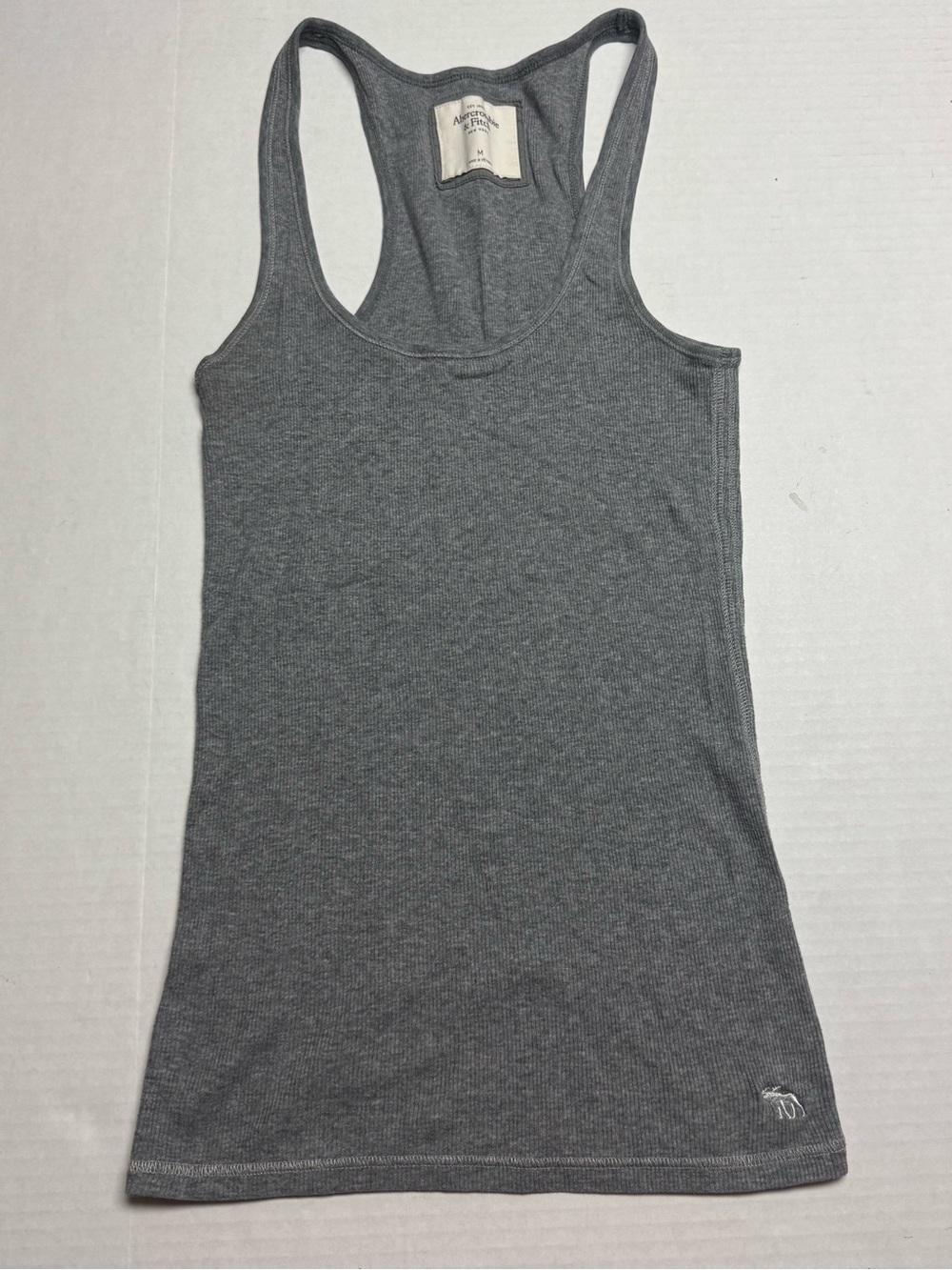 Vintage Y2K Abercrombie & Fitch Ribbed Stretchy Tank Top In Gray Size: M